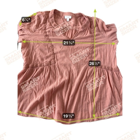 J Jill Women's Pink Blouse Sz M V-neck Long Sleeve with button cuff  Loose fit - Picture 9 of 9